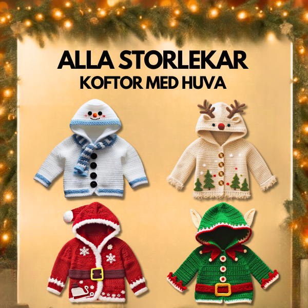 4 i 1 ALLA STORLEKAR Jul-Hooded Koftor – Virkmönster